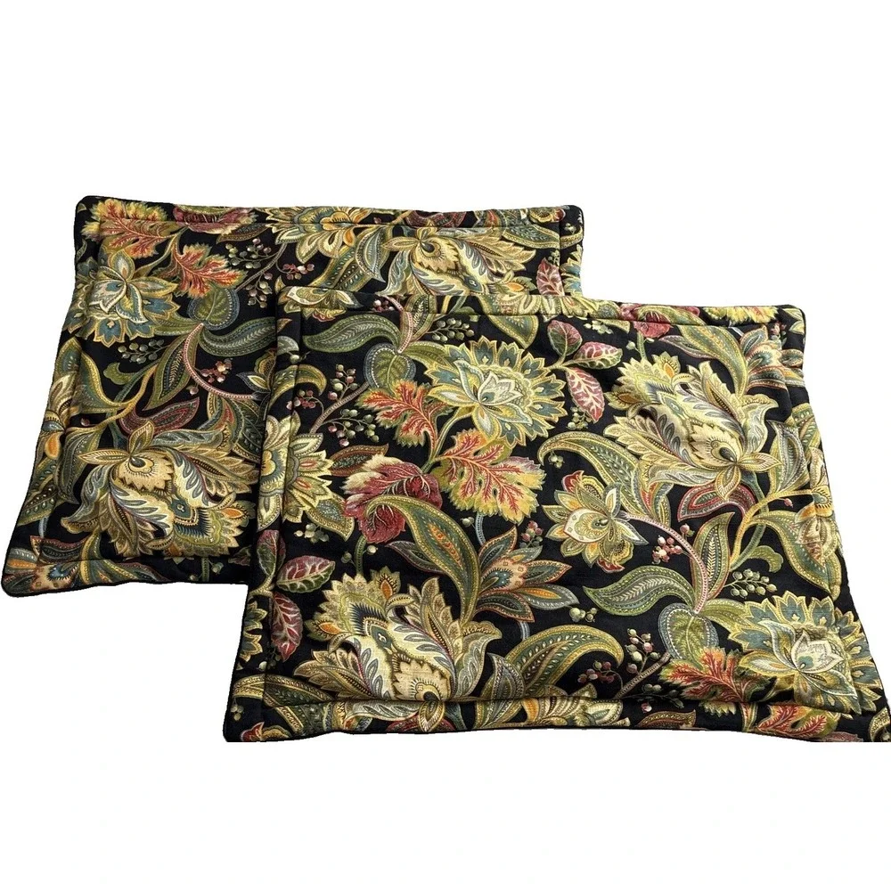 Set of 2 Biltmore Standard Pillow Shams Jacobean Paisley 21 x 27 Black